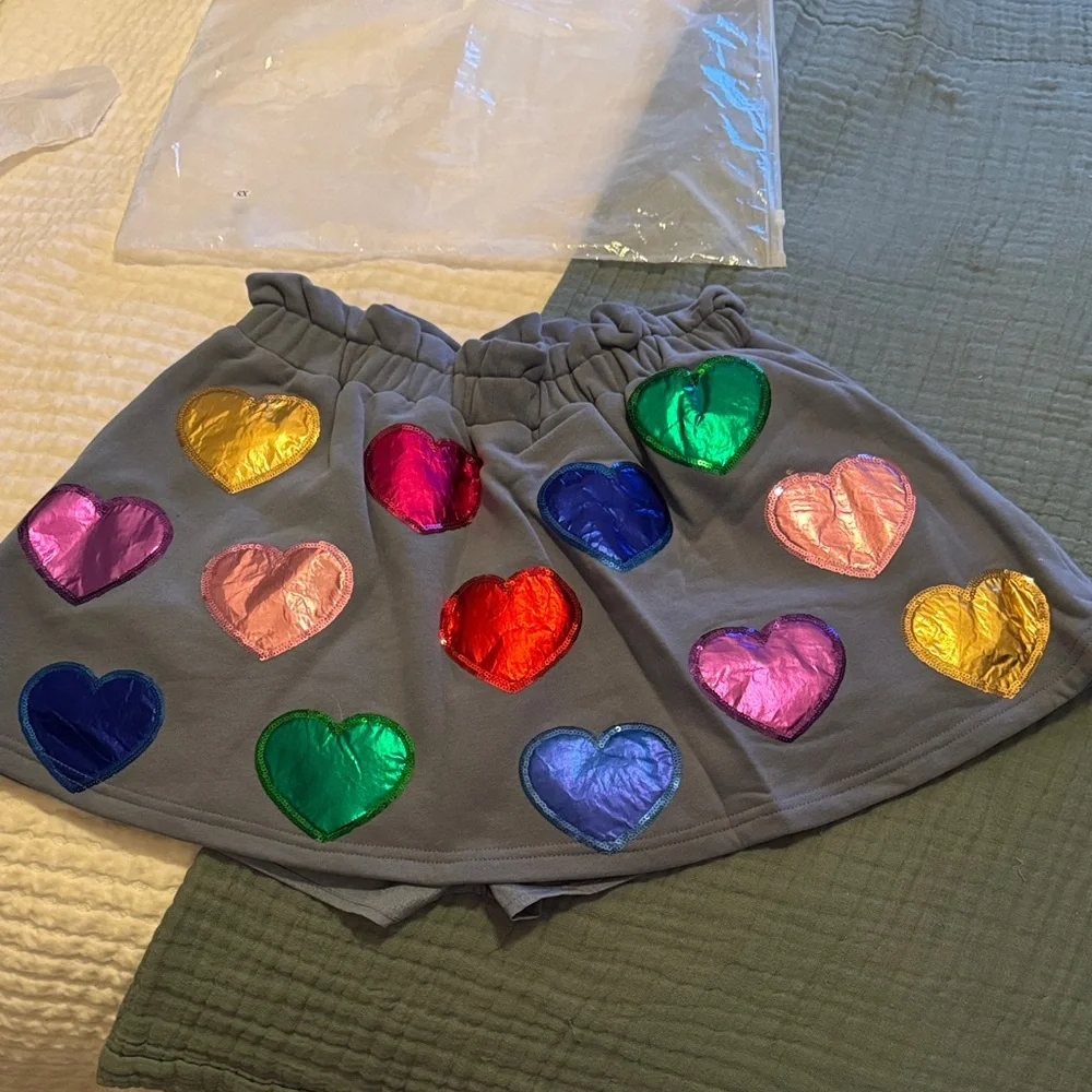 Queen of Sparkles Colorful Heart Patterned Skort - Picture 2 of 3